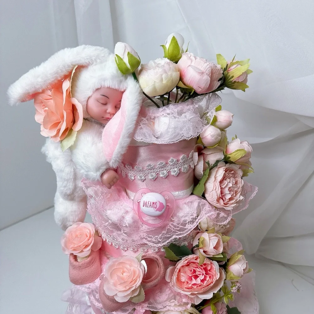 Bunny Diaper Cake, Flowers Diaper cake